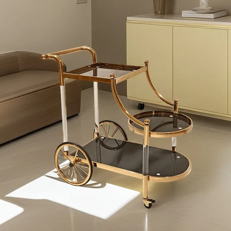 Imagen 6: Carrito de almacenamiento móvil de tres niveles de lujo ligero de acero inoxidable LH