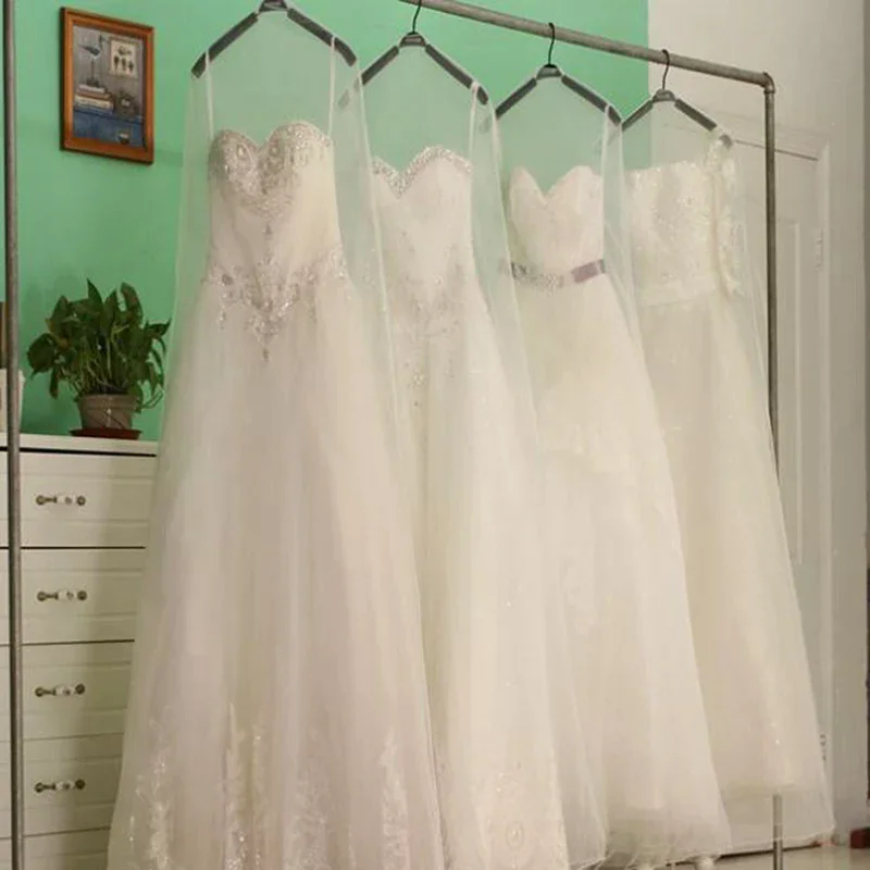 1pcs Transparent 160cm/180cm/200cm Long Soft Tulle Dust Cover Home Clothes Wedding Dress Protector White Mesh Yarn Material