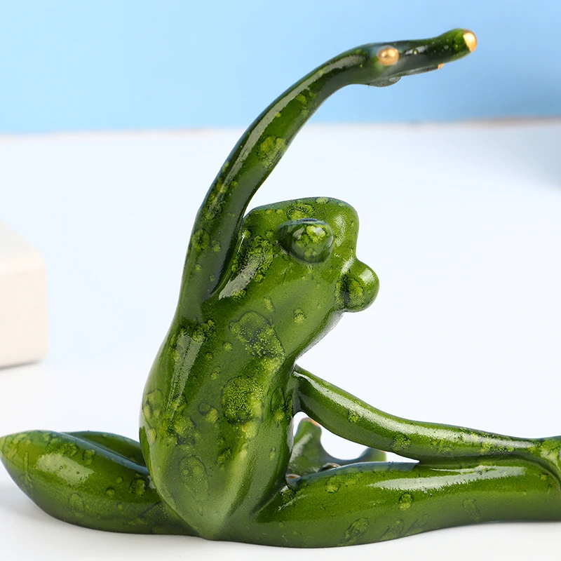 Grenouille de Yoga Pastorale en Résine, Figurine Artisanale, Sculpture de Bureau, Décoration de Maison, Faite à la Main