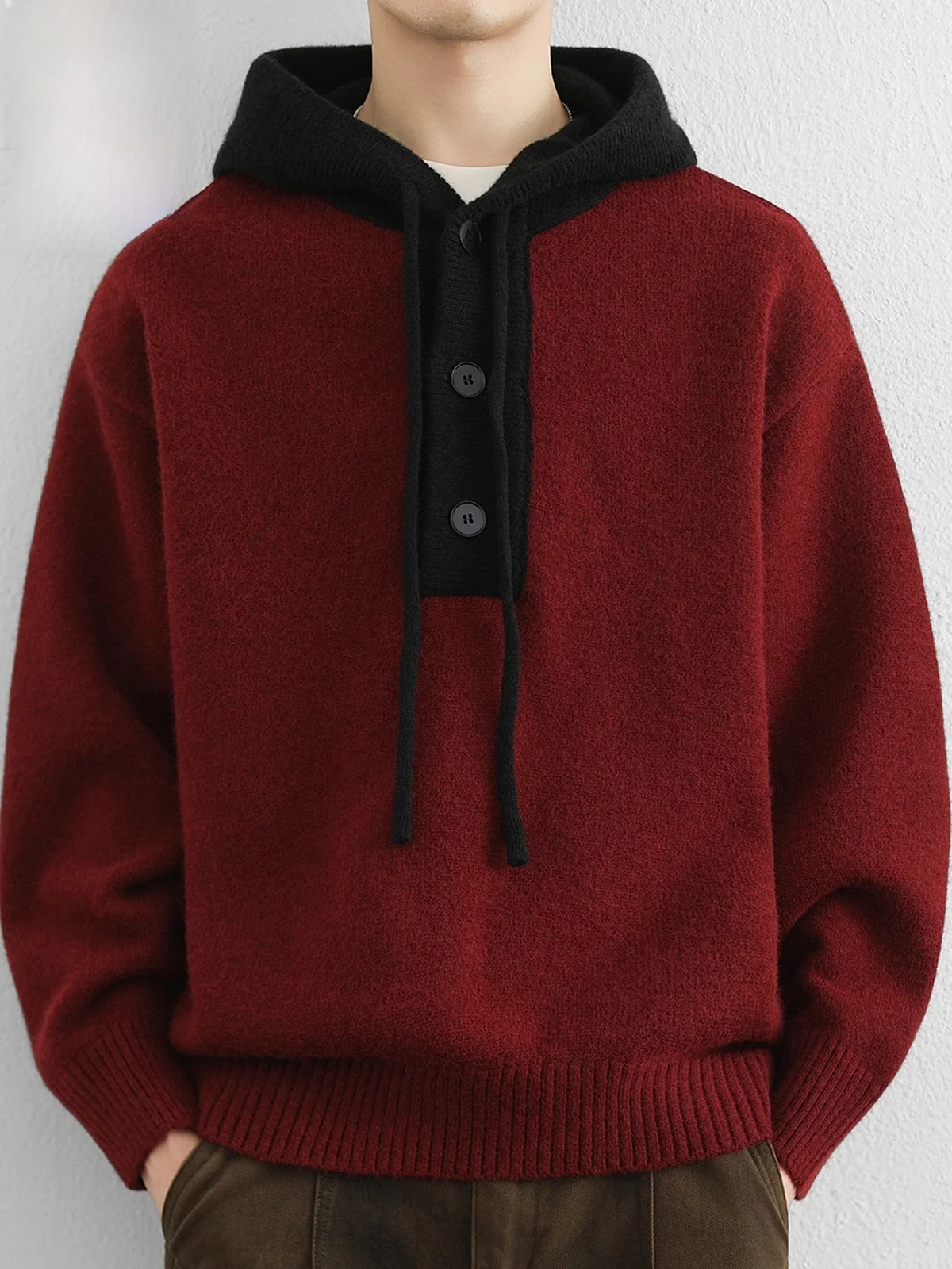 

Zodiac Year Men's Knitted Sweater Spring 2026 Thiened Warm Hooded Color Blo Casual Sle Long Sve Youth Faion