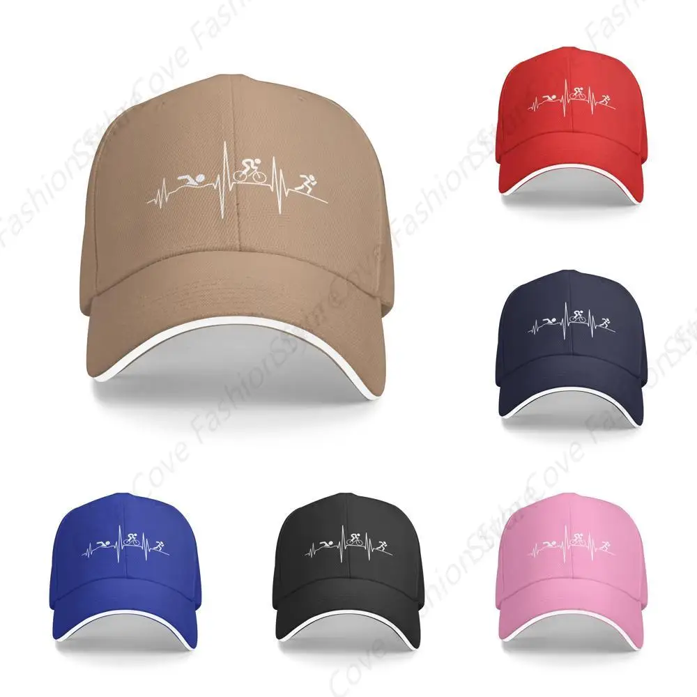 High Quality Triathlon Heartbeat Hat Printing Sandwich Cap Peaked Caps Fashionable Adjustable Men Women Outdoor Sport Sun Visor