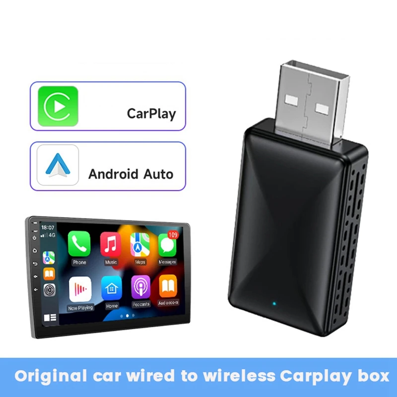 2 In 1 Wired To Wireless Carplay Adapter Android Auto TV Box Adapter Mirrorlink Bluetooth 5.0 For Cars