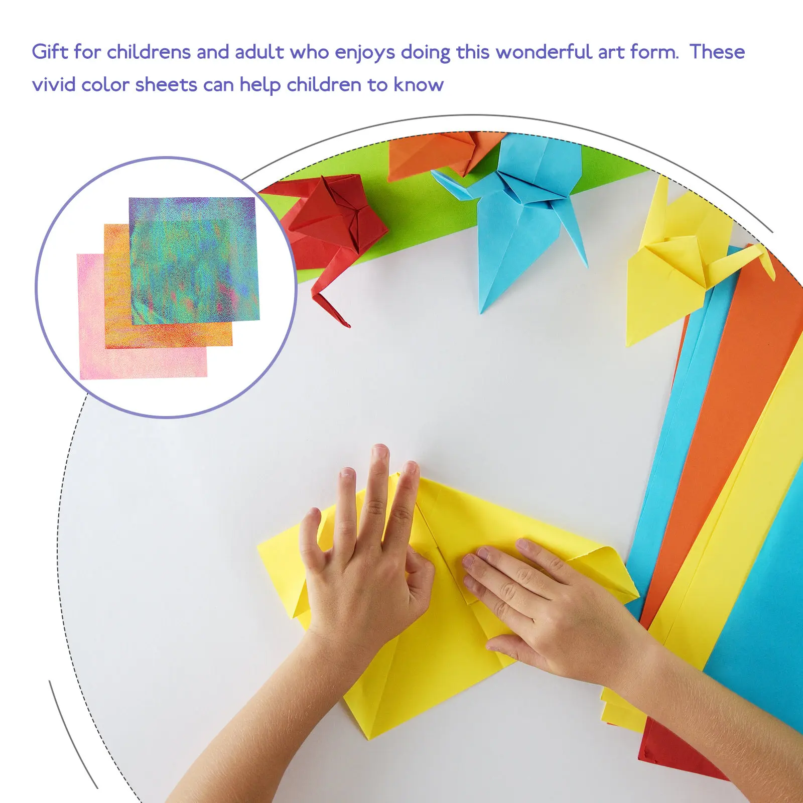 Origami Paper 12 Sheets Vibrant Colors Easy Crease Square Folding Paper for Arts Crafts Learning Projects