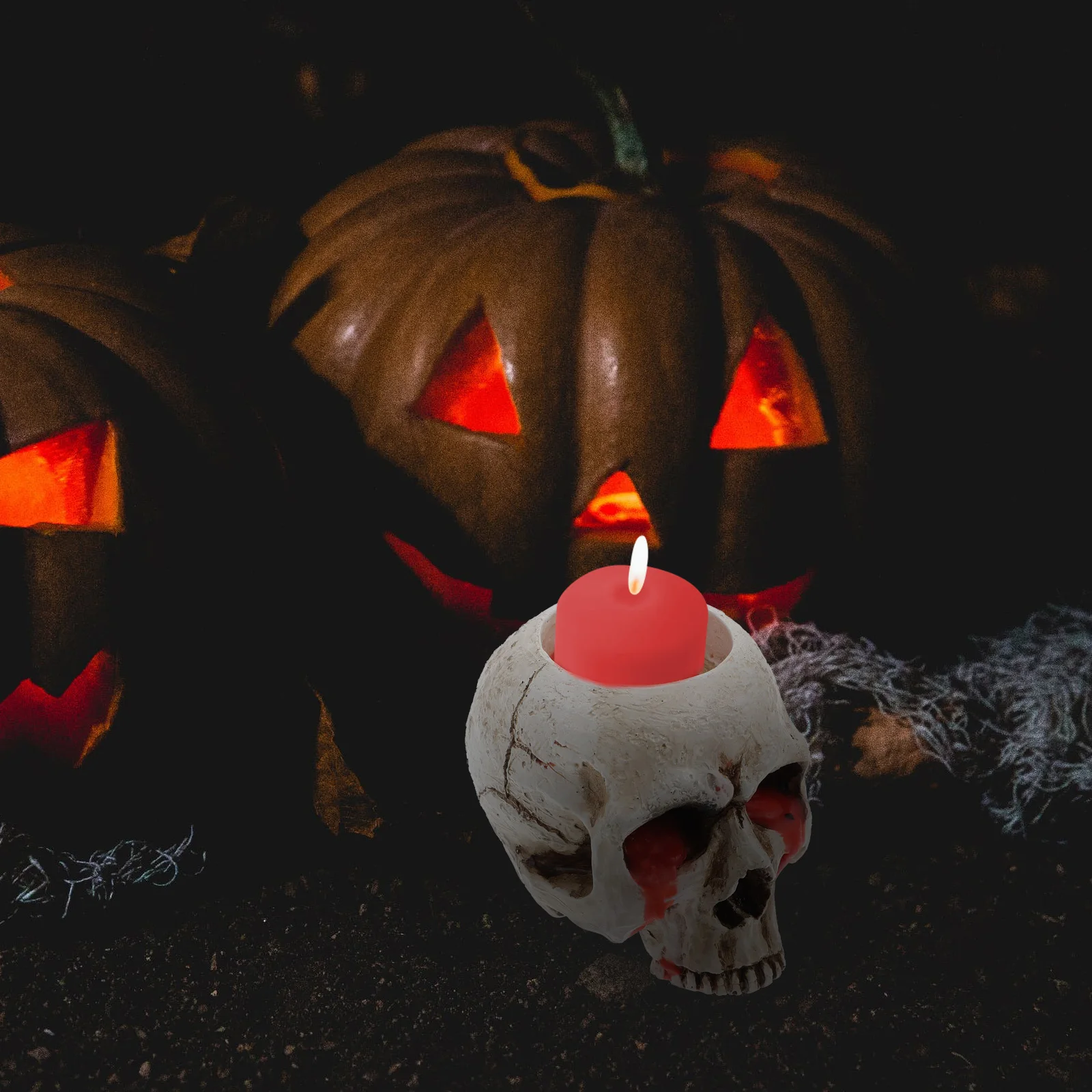 

Skull Holder Halloween Decor Resin Desktop Decoration Haunted House Prop Holiday Party Supplies Candlestick Base Game
