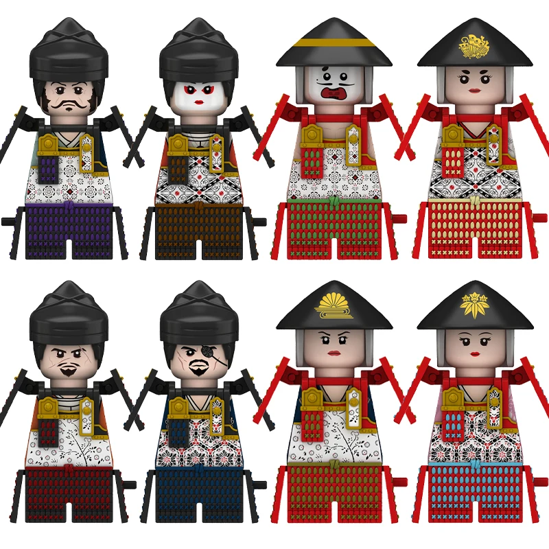 New Anime Figure Samurai Minifigure Katana Naginata Sword Bow Arrow Armor Model Building Blocks Kids Toys Gifts For Boys Girls