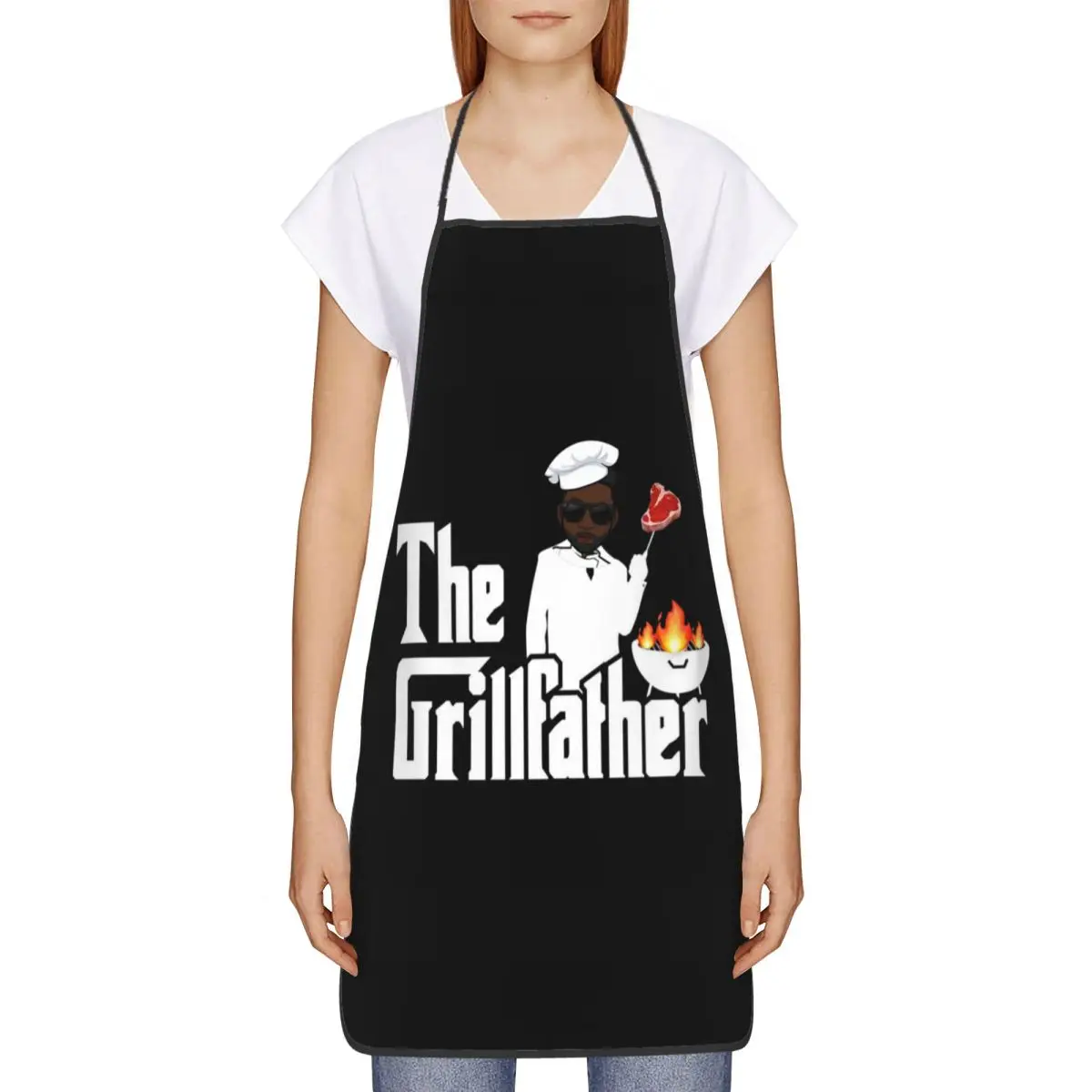 Custom Bib The Grillfather Aprons for Men Women Unisex Adult Chef Cooking Kitchen BBQ Master Tablier Cuisine Baking