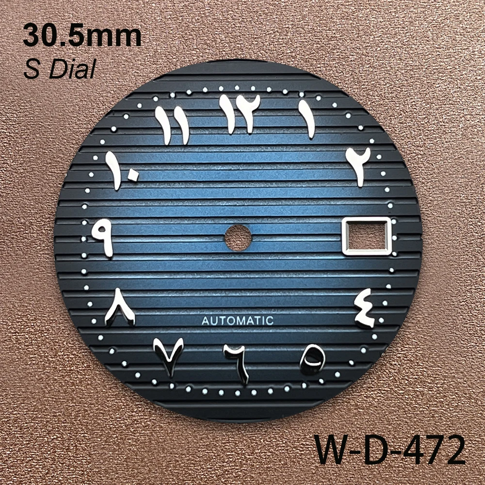 30.5mm logotipo s mostrador árabe ajuste nh35/nh36/4r/7s movimento listra dial relógio acessórios de modificação