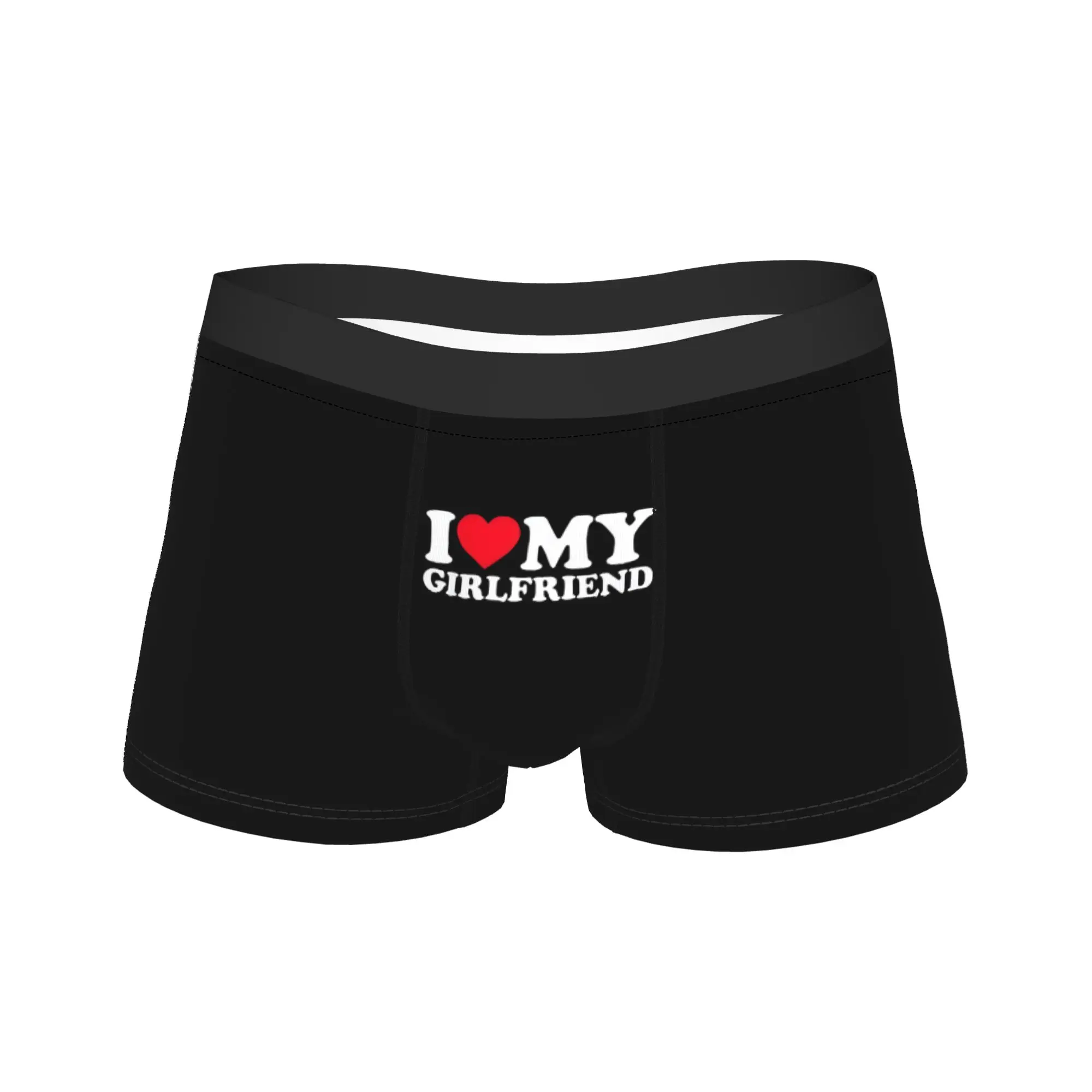 Men's I Love My Girlfriend Boxer Briefs Shorts Panties Breathable Underwear  Male Humor Plus Size Underpants