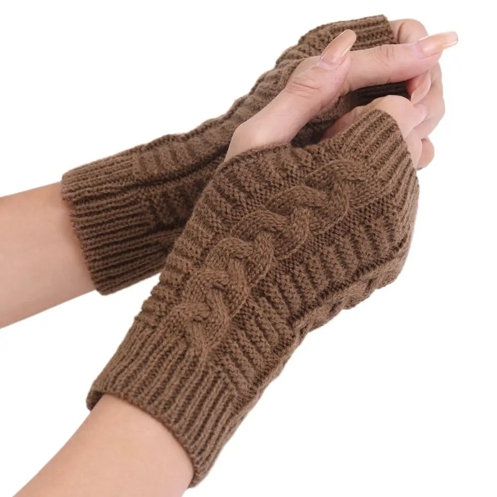 

Fashion Touch Screen Knitted Gloves Outdoor Riding Mittens Fingerless Twists Gloves Windproof Cycling Gloves Wool Gloves Autumn