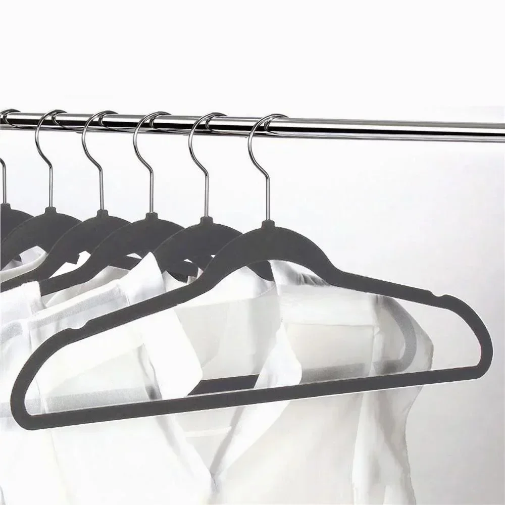 For 100 Pack Home Non-Slip Velvet Clothing Hangers for Wet and Dry  Gray