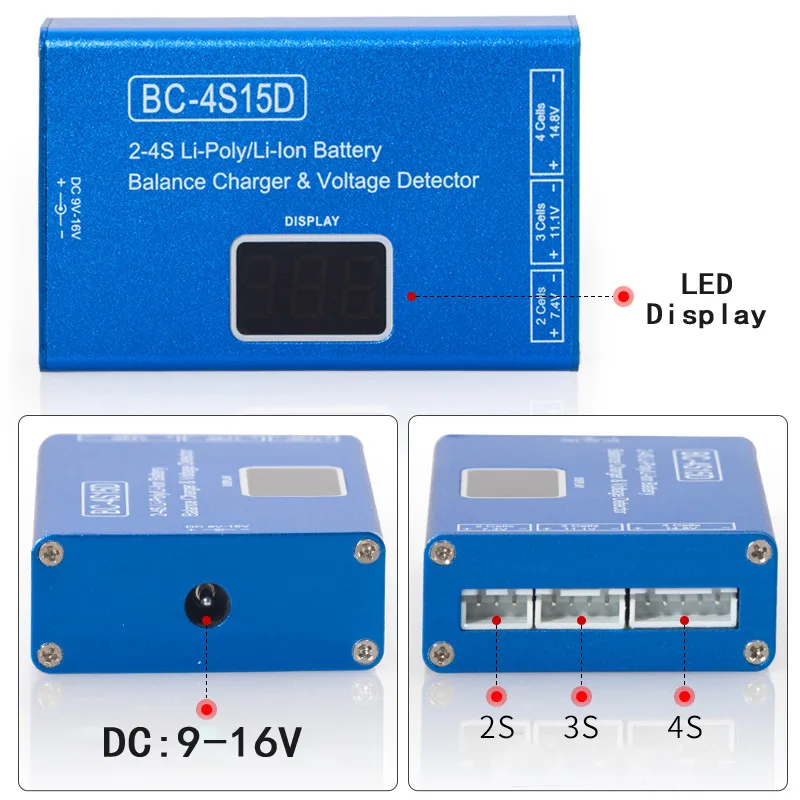BC-4S15D RC Battery Balance Charger Voltage Detector LCD Digital Display 1500mA Charger for 2-4S Battery RC FPV Quadcopter Drone
