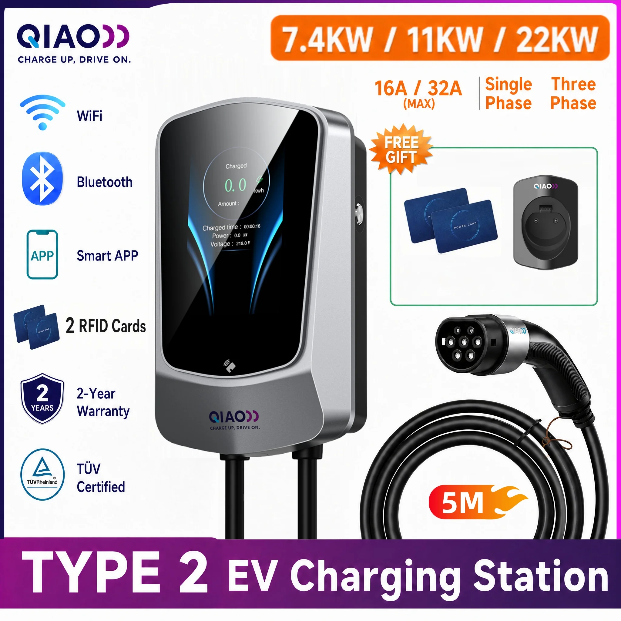 Type 2 EV Charger 7.4KW 11KW 22KW 7