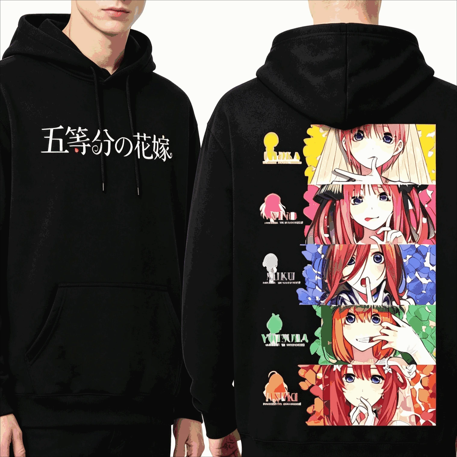 Heißer Verkauf Anime The Quintessential Quintuplets Print Hoodie für Männer und Frauen Vintage Hoodie Y2K Gothic Baumwolle Harajuku Oversized Hoodie – Detail 2