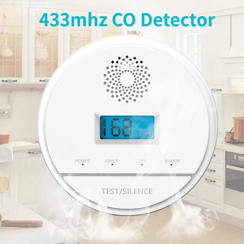 433MHz Wireless Smoke Detector CO Sensor Carbon Monoxide Gas Detector Alarm To Prevent Poisoning for Indoor Home Safety