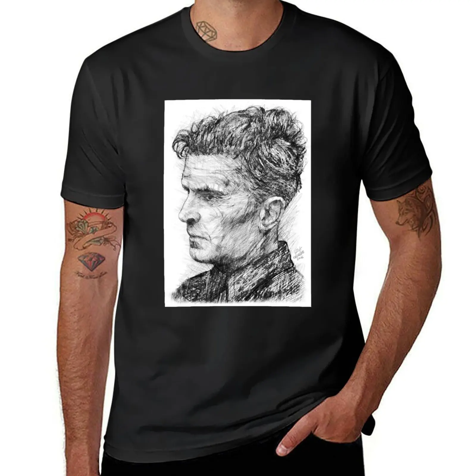 LUDWIG WITTGENSTEIN pencil portrait .1 T-Shirt for a boy anime heavyweights men clothing