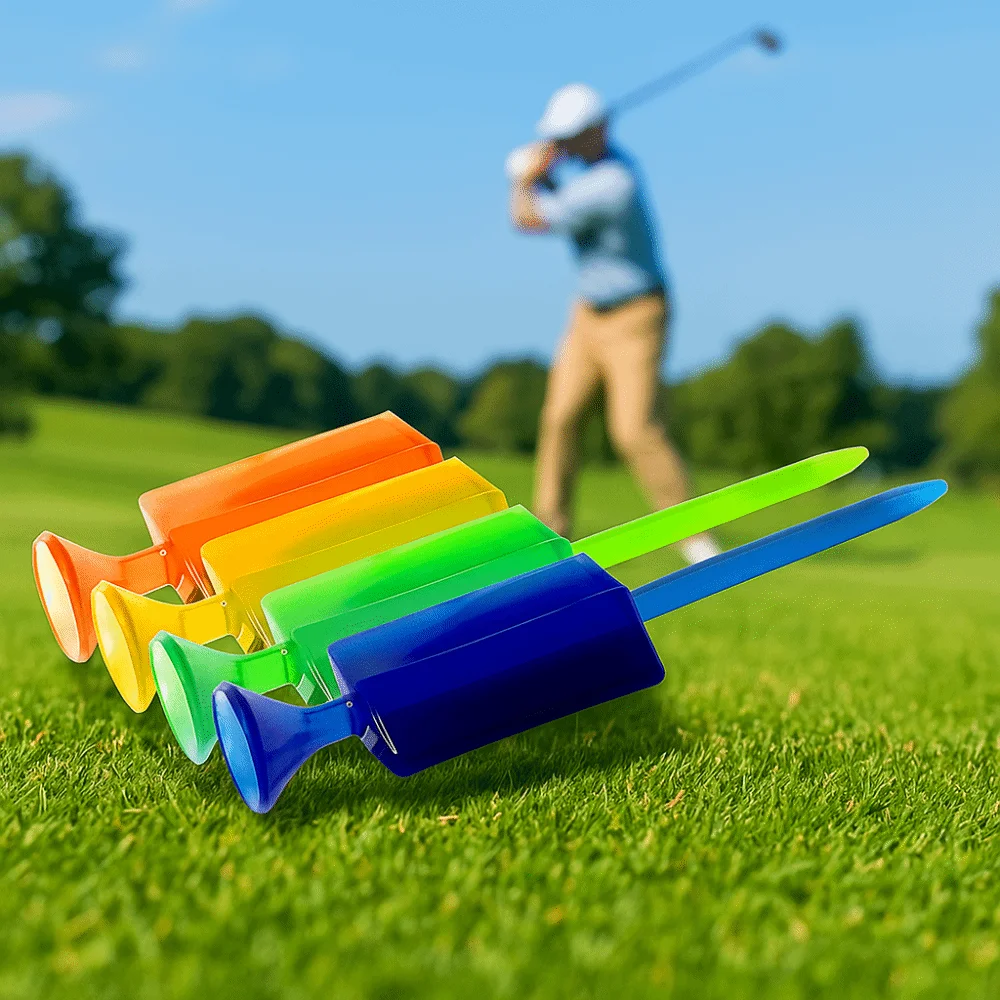 أوتاد كرة جولف مصممة متعددة الألوان لتعزيز المسافة أوتاد كروية مسطحة من البلاستيك حامل كروي محمول أوتاد كروية بلاستيكية مساعدة للتدريب