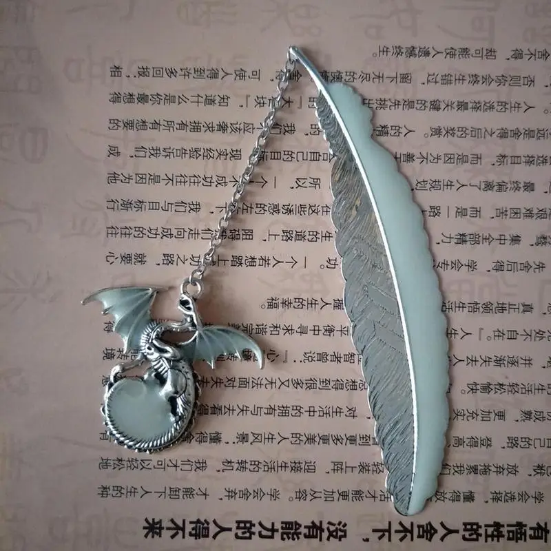 Glow In The Dark Bookmark Luminous Book Marker Creative Feather Dragon Book Page School Office Stationery Boy Girl Gift