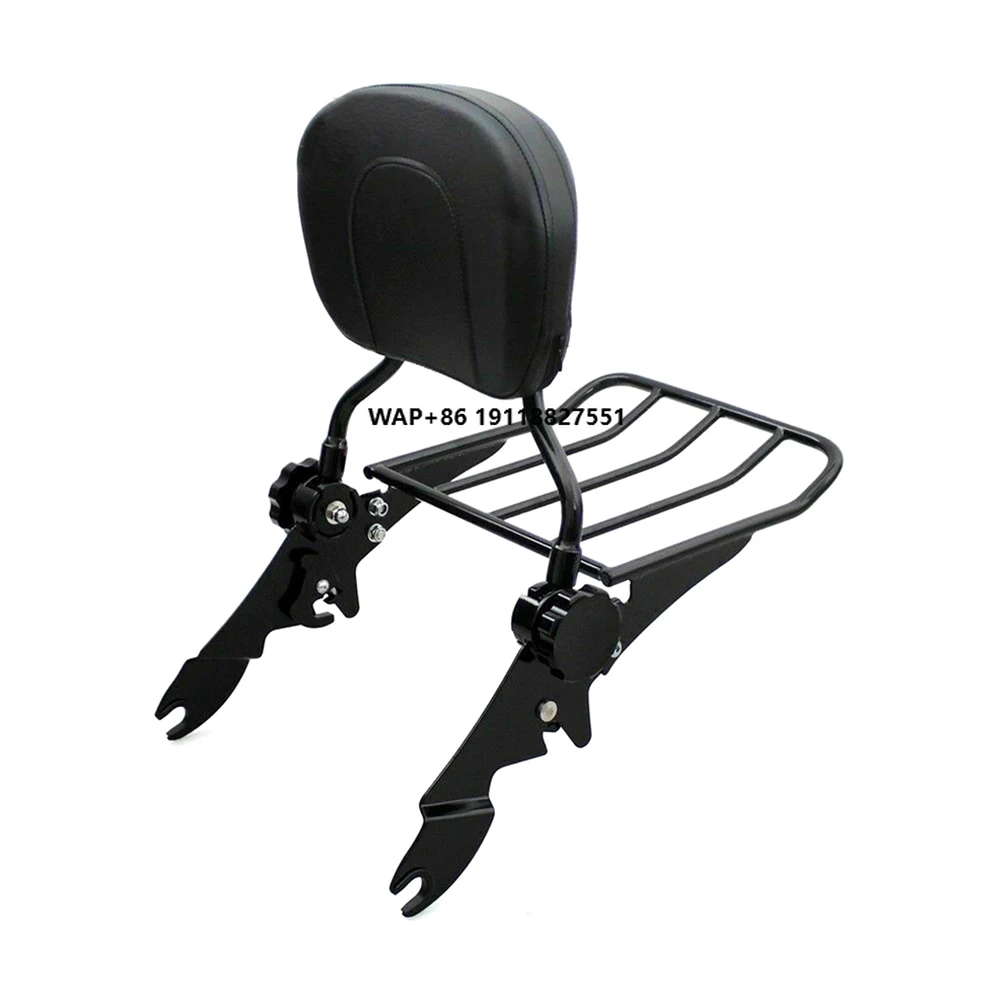 

Motorcycle Adjustable Detachable Backrest Sissy Bar Luggage Rack Pad Fits for Touring Road King 2009-15year