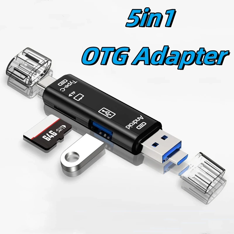 

OTG Card Reader 5 IN 1 Micro USB Type-C TF Memory Cardreader for Android Phone Tablet Computer Smartphone Expansion Adapter