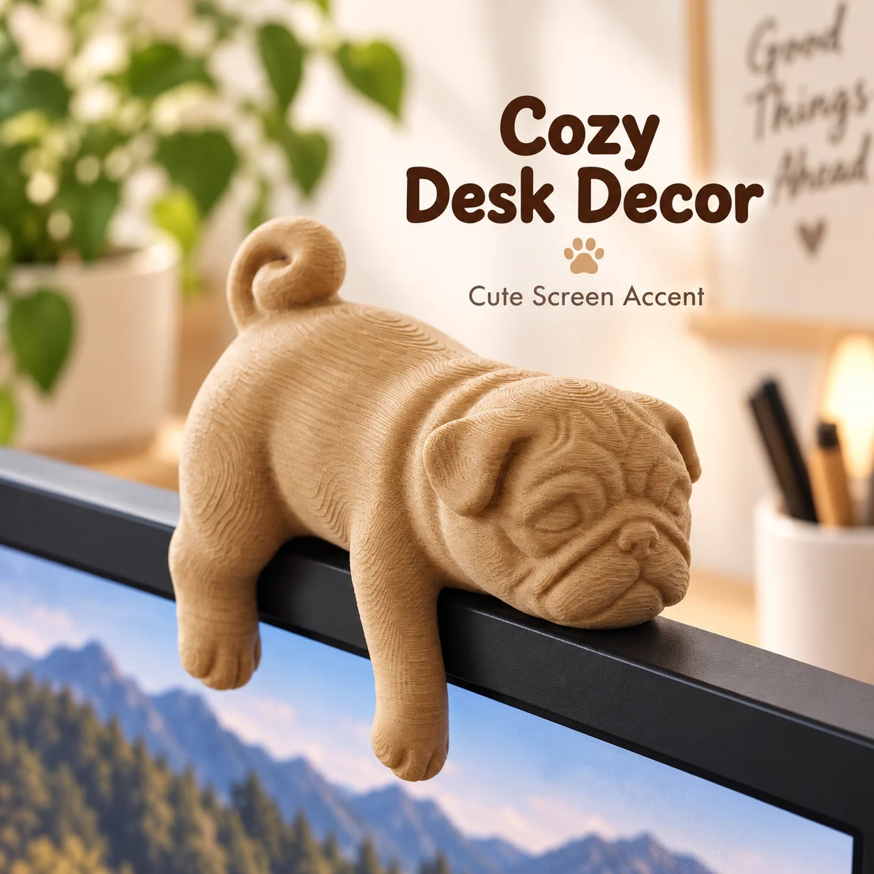 3D Printed Sleeping Pug Monito - огляд і ціна 3D Printing Office Setup
