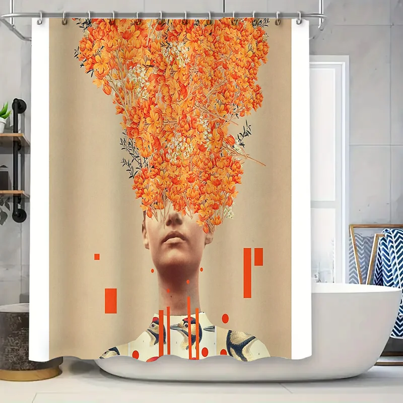 

Boho Shower Curtain Nature Floral Forest Trees Botanical Washable Bathroom Decor Vintage Farmhouse Modern Aesthetic Wall Art