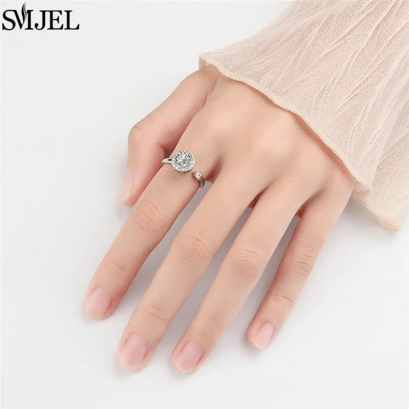 Luxury Fidget Spinner Ring Anxiety for Women Crystal Flower Bee Butterfly Charms Finger Rings Girls Anti Stress Wedding Jewelry