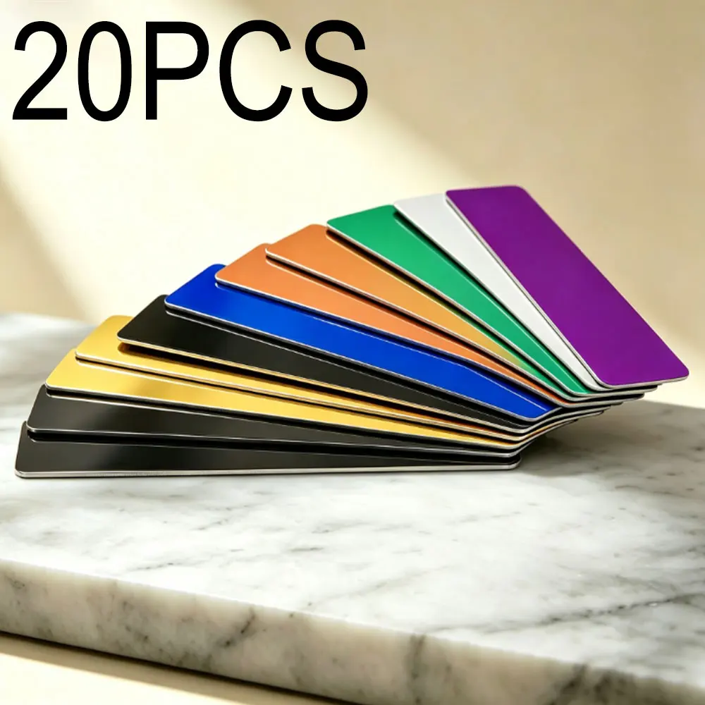 Wholesale 20PCS Blank Label Metal Nameplates Stainless steel Work Badges Laser-customizable Office And Business Tags Accessories
