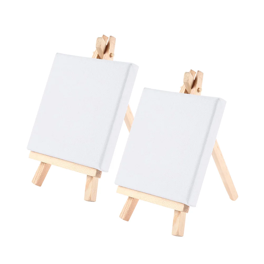 

Mini Canvas Mini Wood Easel Set for Painting Drawing Craft 10x10cm