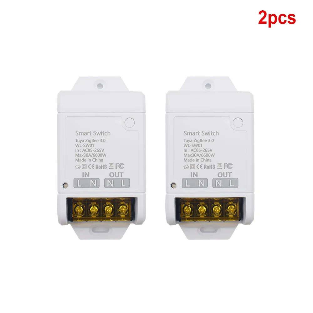 

2PCS ZIGBEE 3.0 Smart Switch Relay Tuya Smartlife APP 2CH DIY Timer Receiver 30A 6600W Module Alexa Voice Control