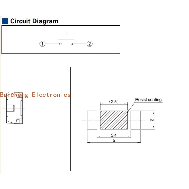 100PCS Domestic SMT 2-pin 3 * 4 * 1.5 button small micro touch switch button replaces SKRKAGE010