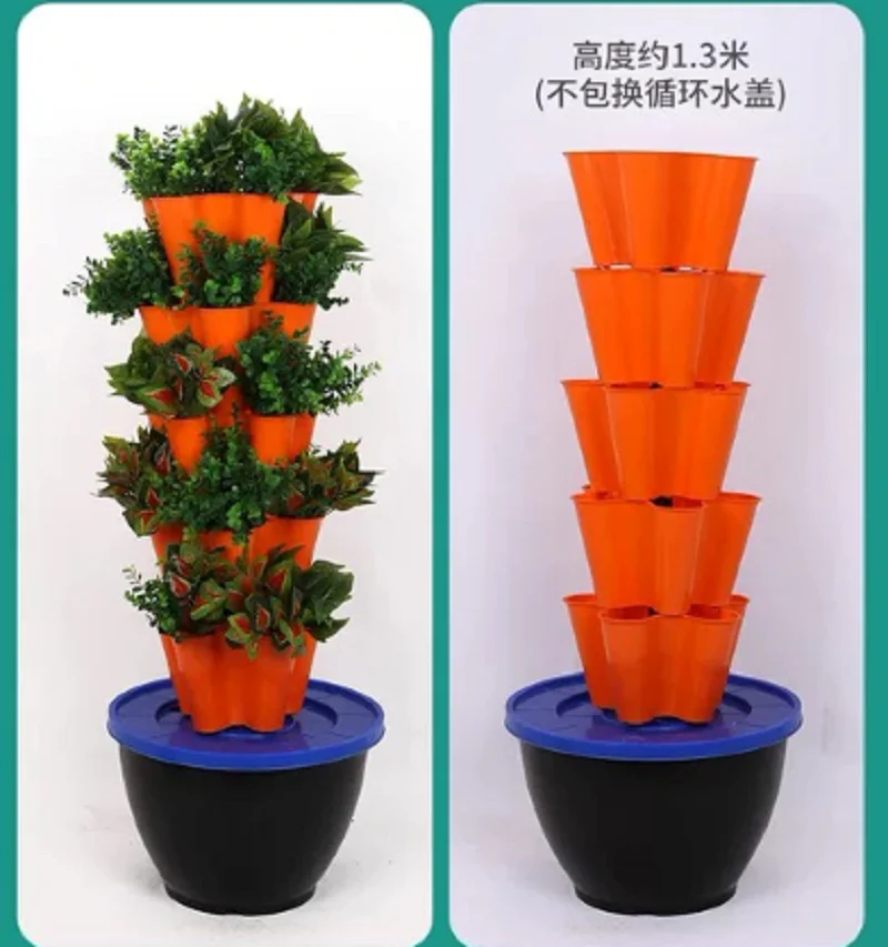 Searea Plastic Stackable Vertical Hydroponics Flower Plant Pot 5 Petals