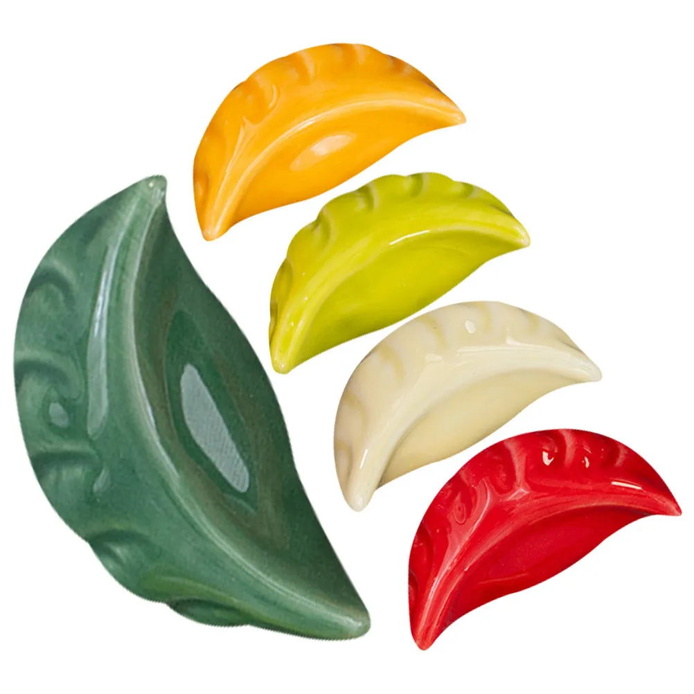 

5pcs Ceramic Rest Dumpling Shaped Spoon Fork Holder Kitchen Tableware Household Tableware Holders Organizer Home Supplies