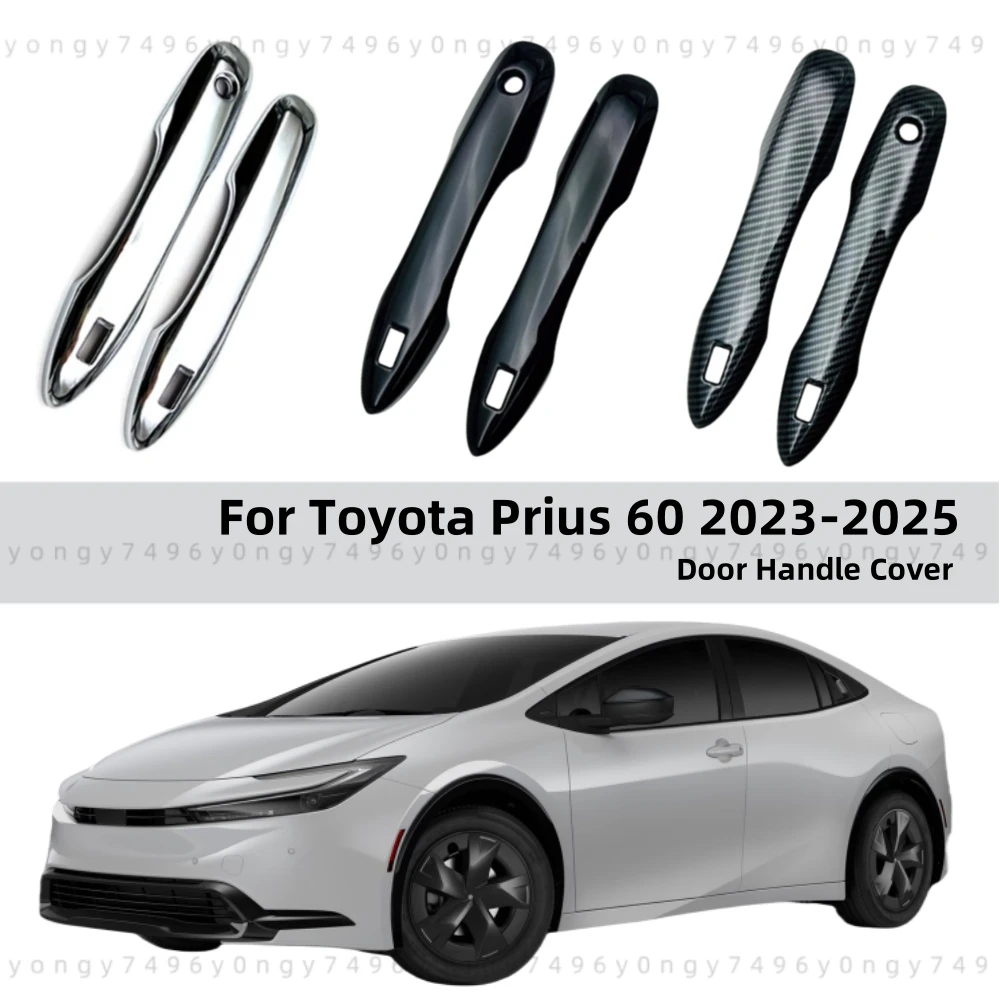 

Silver Chrome Car Accessories Decoration For Toyota Prius 60 2023 2024 2025 Carbon Fiber Side Door Handle Covers Trim