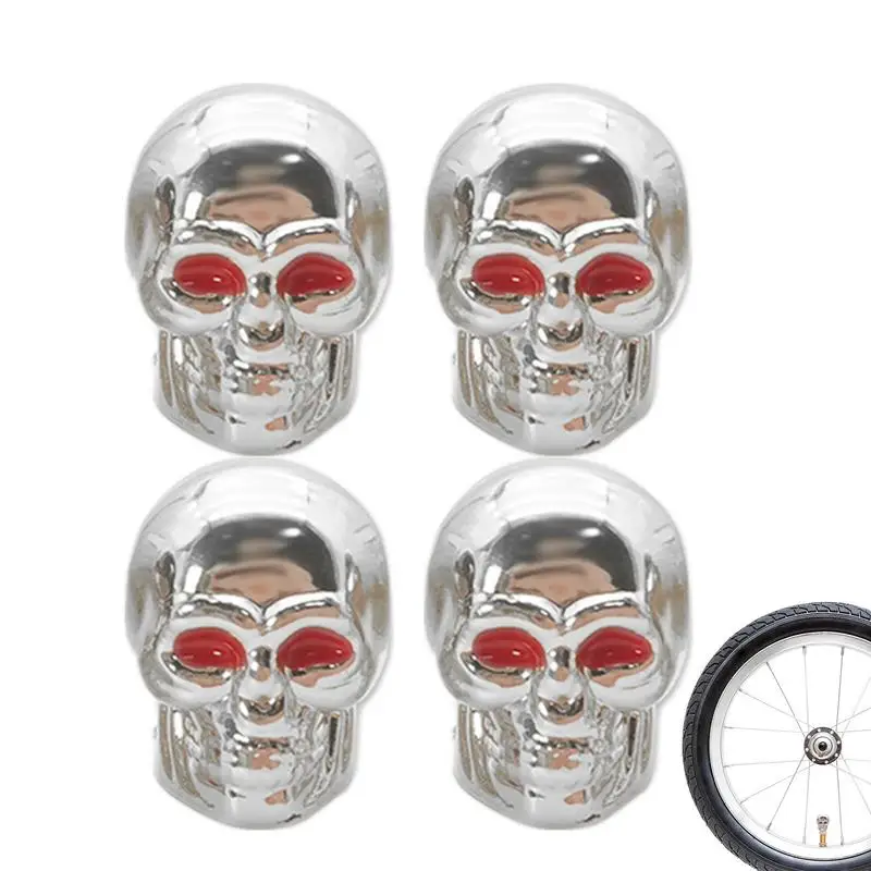 4Pcs/Set Skull Tire Valve Stem Cap Dust Proof Cover Fit For Car Bicycle Truck Motorcycle