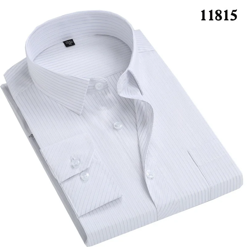 2024 New Men's White Blue Business Shirt Men Long Sleeve Leisure Patchwork Black Social Dress Shirts