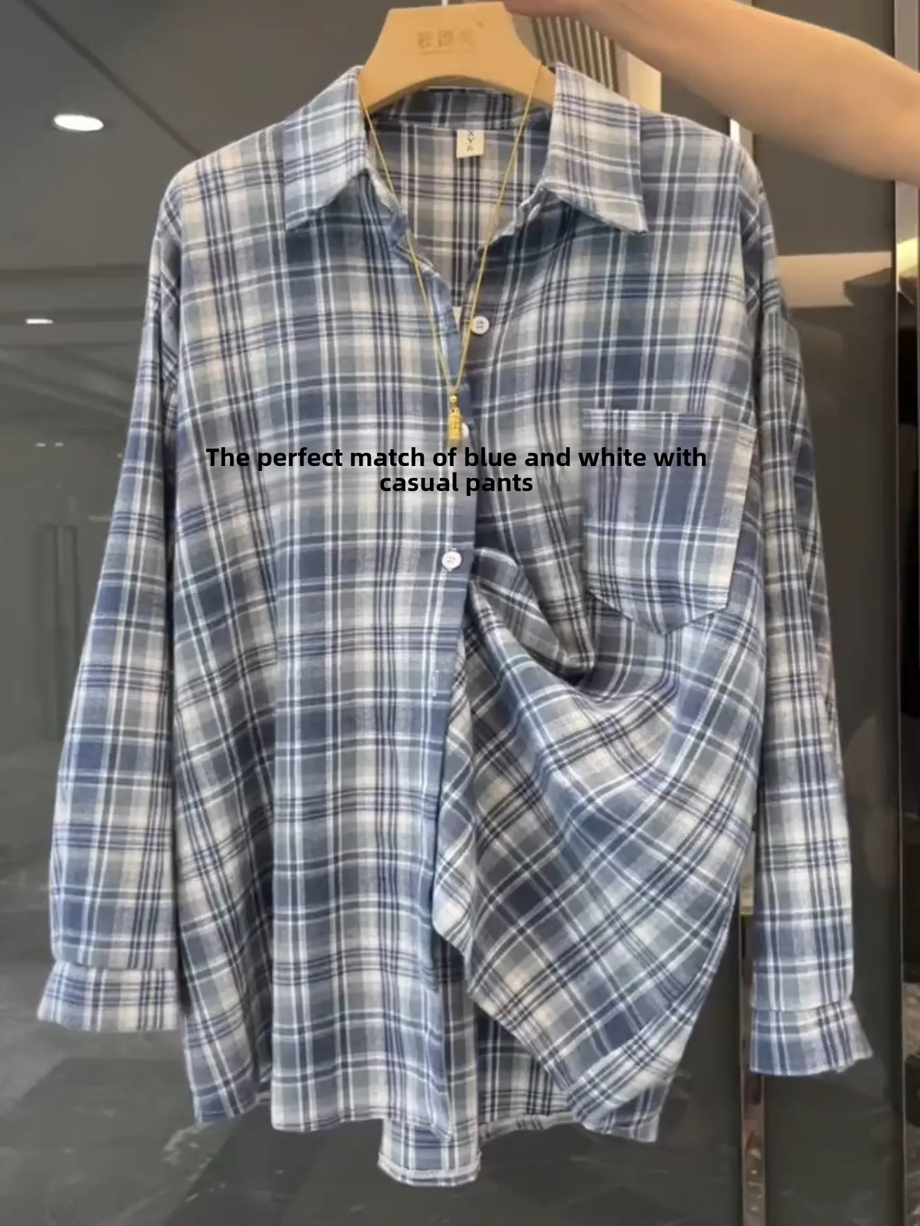 

Женская верхняя одежда свободного покроя в клетку в стиле ретро Sle, удобный топ Lazy Sle, осеннее новое поступление