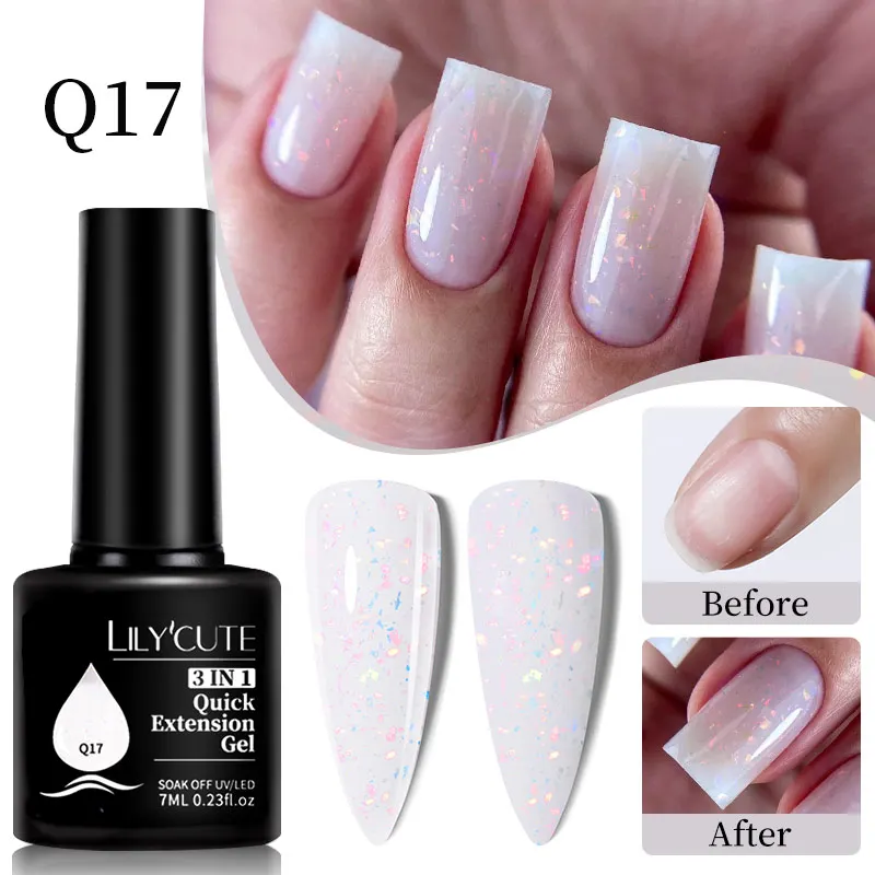 LILYCUTE 7ml Quick Extension Nail Polish Jelly Light Colors Transparent Milk White Pink Gel Quick Building Nail Art Gel Var view 3