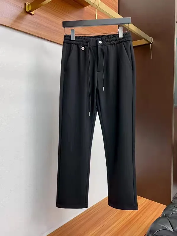 

Loose Fit Straight Leg Casual Pants Elastic Waist Cotton Wool Blend plus Size Men's Retro Faion Spring Autumn Trousers