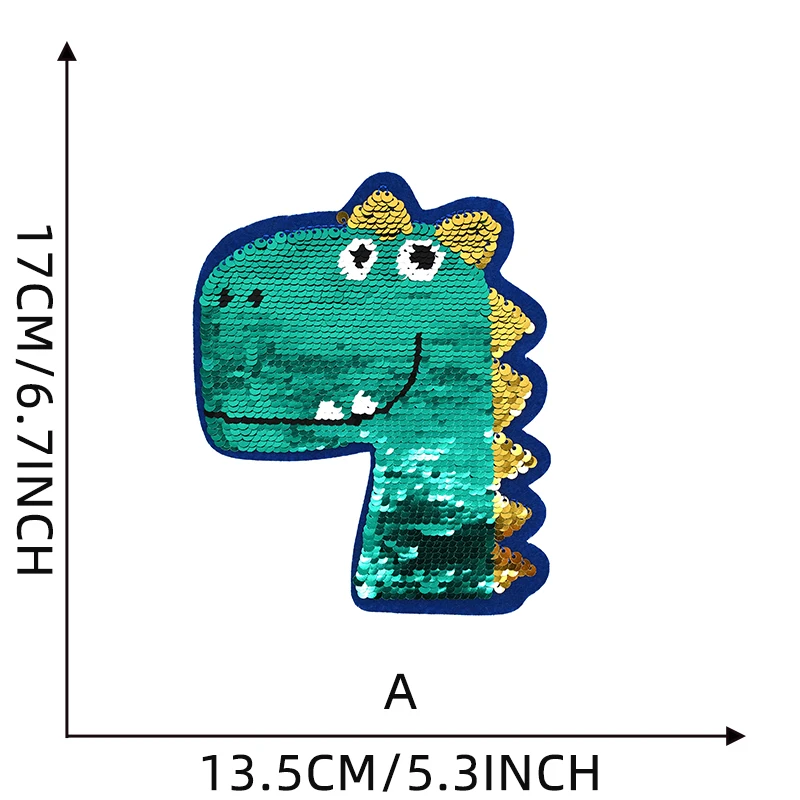 Fashion Dinosaur Sequin Patches for Clothes T-shirt Color-changing Patch DIY Children\'s Clothing Manual Sewing Patch Appliques