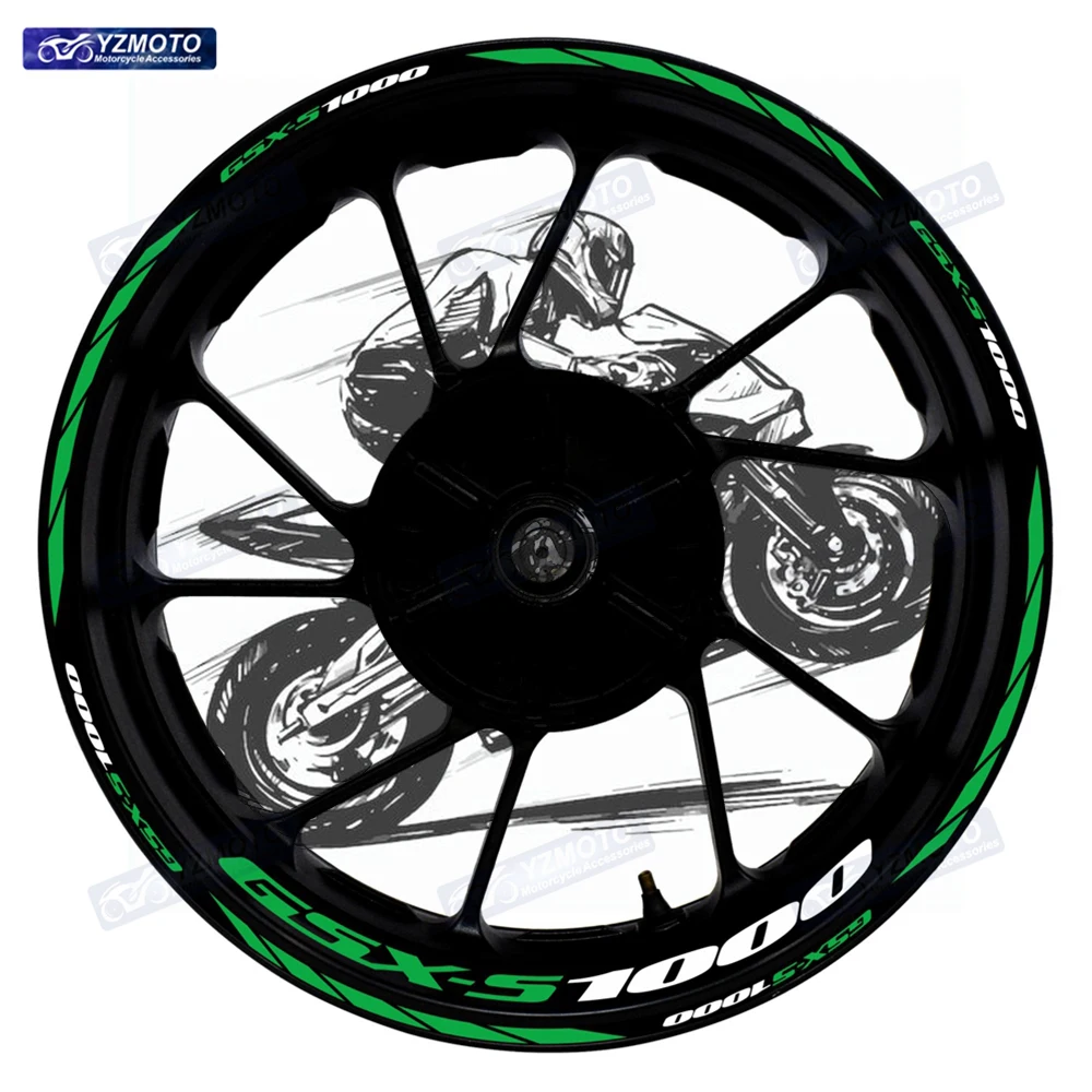 For GSX S 1000 GSX-S1000 Motorcycle Front And Rear Wheel Hub 17 Inch Sticker Waterproof Reflective Rim Decorate Stickers Decal