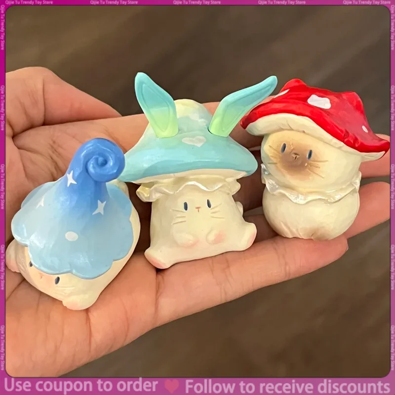 

Genuine In Stock Mori No Mono Cat Cat Pai Fantasy Mushroom Blind Box Figurine Siamese Cat Desktop Decoration Cute Gift 4-6cm
