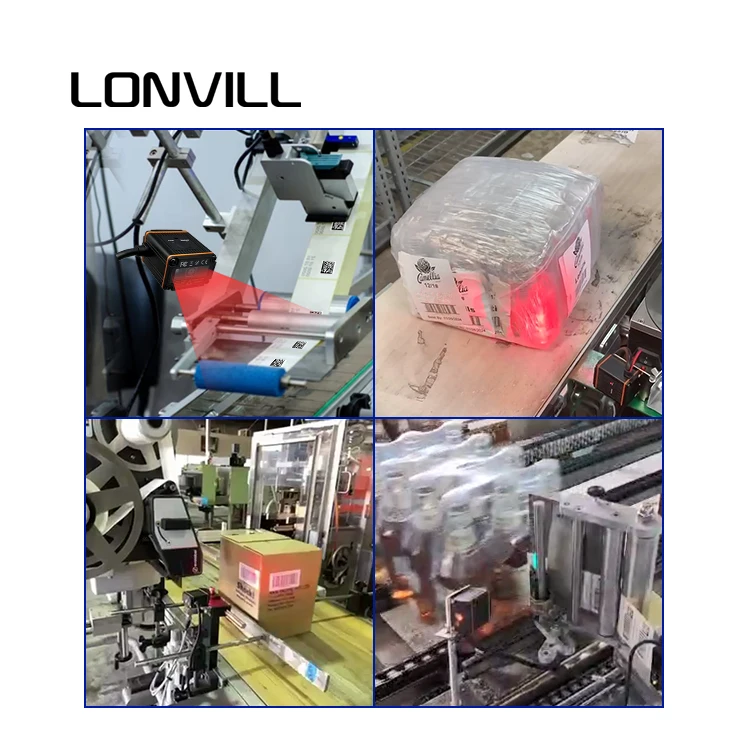 LONVILL عالية السرعة مصفوفة البيانات الماسح الضوئي ناقل إيثرنت الاستشعار التلقائي 1D 2D ماسح الباركود الماسح الضوئي الثابت الصناعي