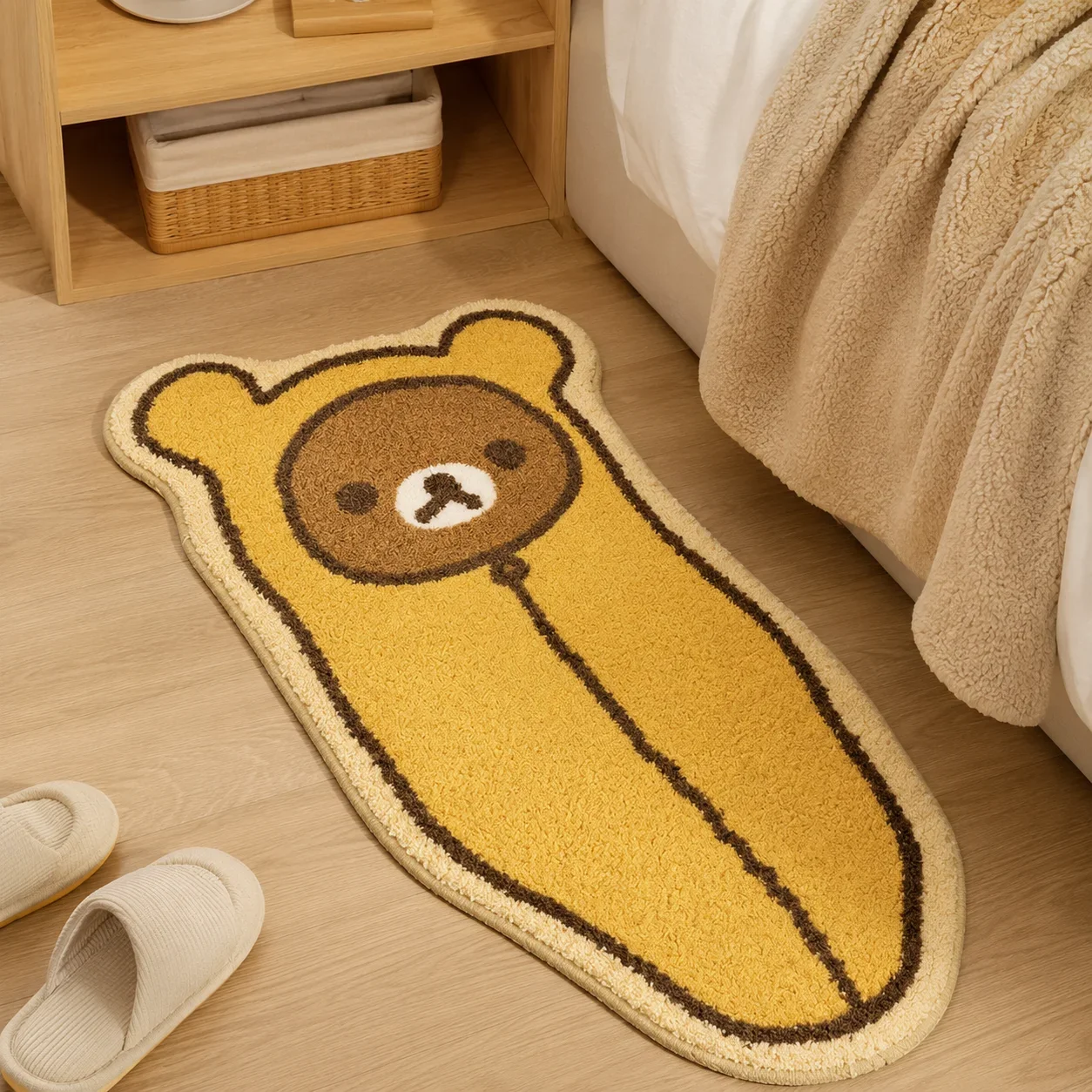 Rilakkuma Doormat Imitation Cashmere Absorbent Rug Floor Mat Bedroom Entrance Bathroom Anti-slip Plush Foot Pad Home Decor