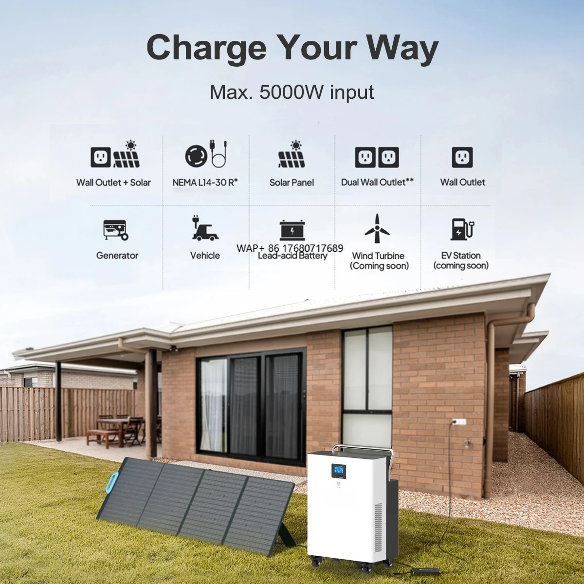 220 volt lithium station supports solar charging camping generator 5000 watts AC plug and play LiFePO4 portable power pack 5KWH