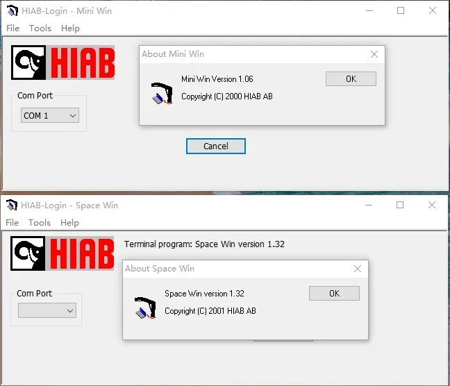 HIAB Cranes Mini Win and Space Win  Diagnostic Software