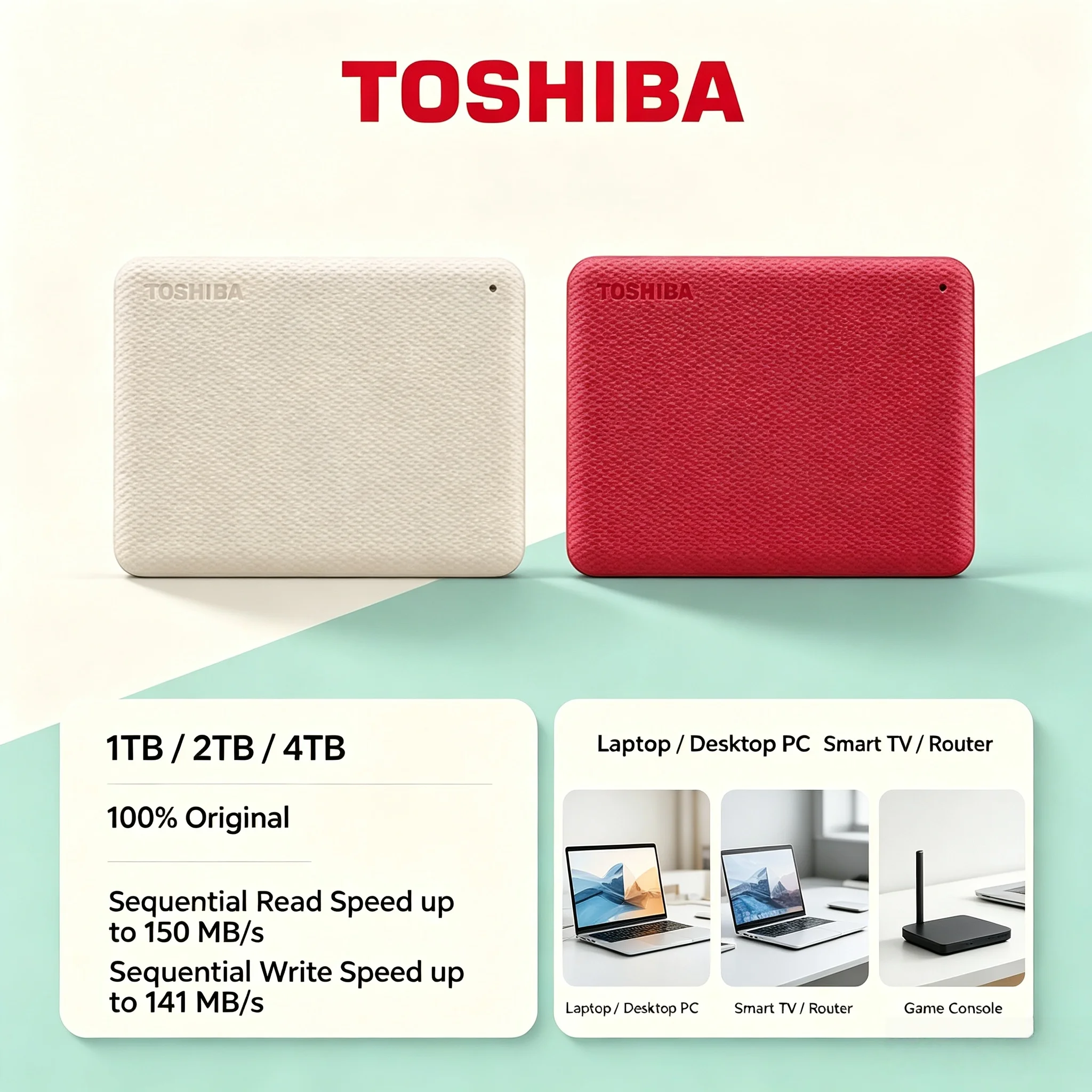 Toshiba Canvio V10 External HDD 4TB 2TB 1TB USB 30 25 Inch Portable Hard Drive for Computer Laptop Storage Max System Drive
