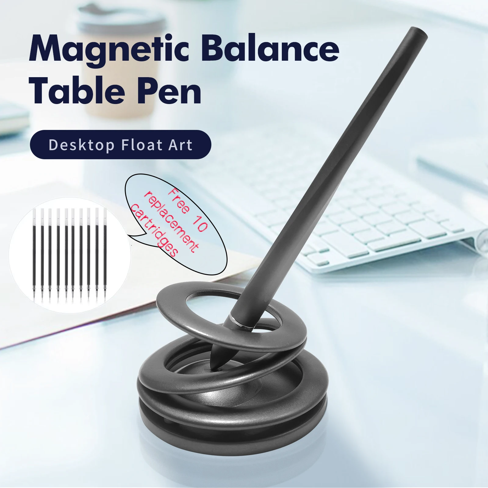 

Black Magnetic Levitating Pen Not Fall Down Self-standing Pen Business Gift Magnetic Suction Stationery Signature Pen Gift Box