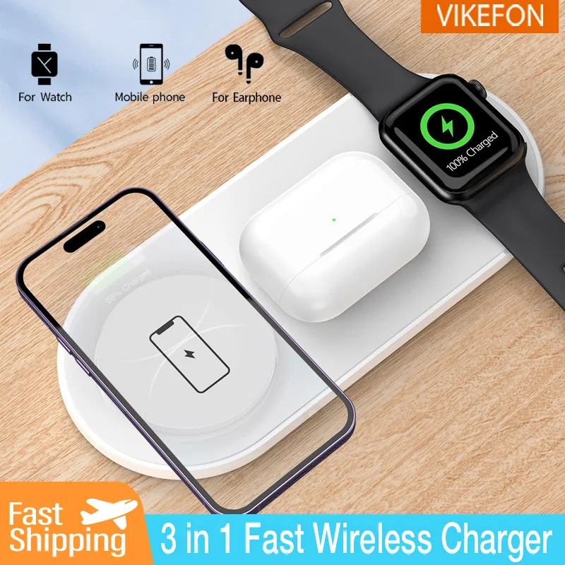 30W 3 in 1 Wireless Charger Pad for iPhone 15 14 13 12 11 Pro Max 8 X Apple Watch 8 7 6 AirPods Fast Wireless Charging Station