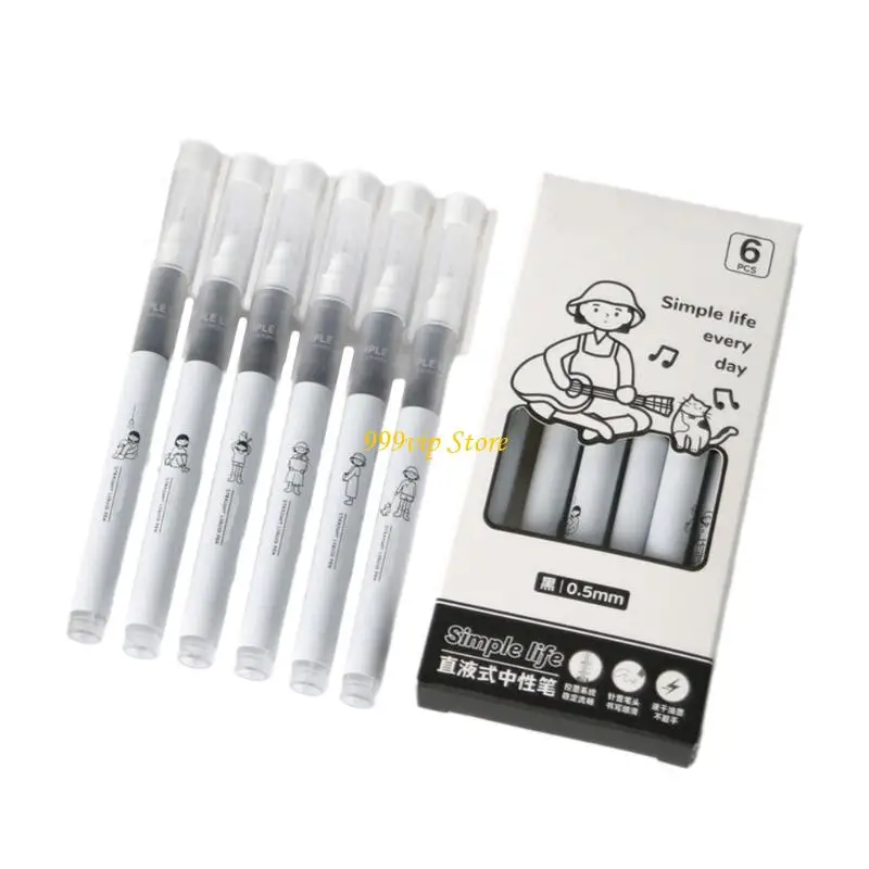 

C90C 6 Pcs Black Gel Pen 0.5mm Writing Pen Neutral Pen Signing Pen Gel Pen Straight Liquid Pen for Writing