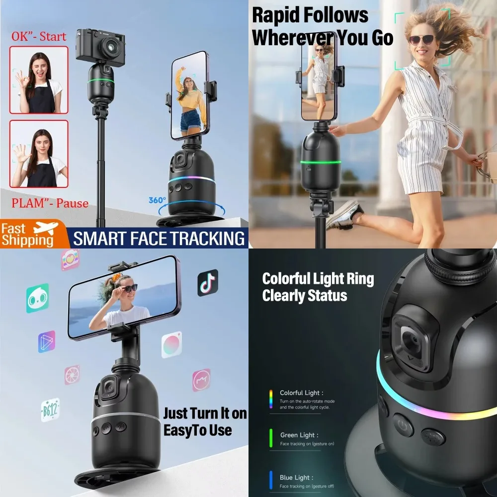 

ftvae 360° Smart Auto Face Tracking Gimbal Stabilizer Selfie Stick Tripod with Gesture Control for Camera Mobile Smartphone